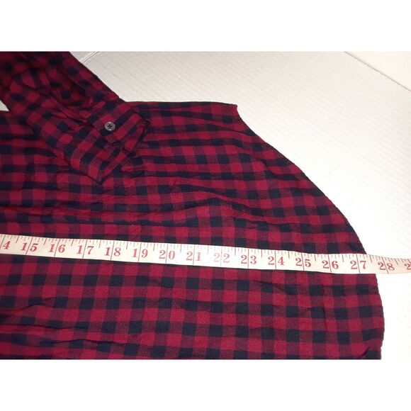 Joie Women's Blouse Size Small Hi-Low Henley Light Weight Flannel Red Black - Picture 4 of 6